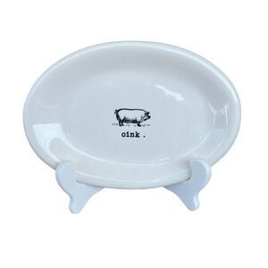 Rae Dunn Magenta Exclusive Farmline Oval Plate Oink Pig 2014 M Stamp GUC